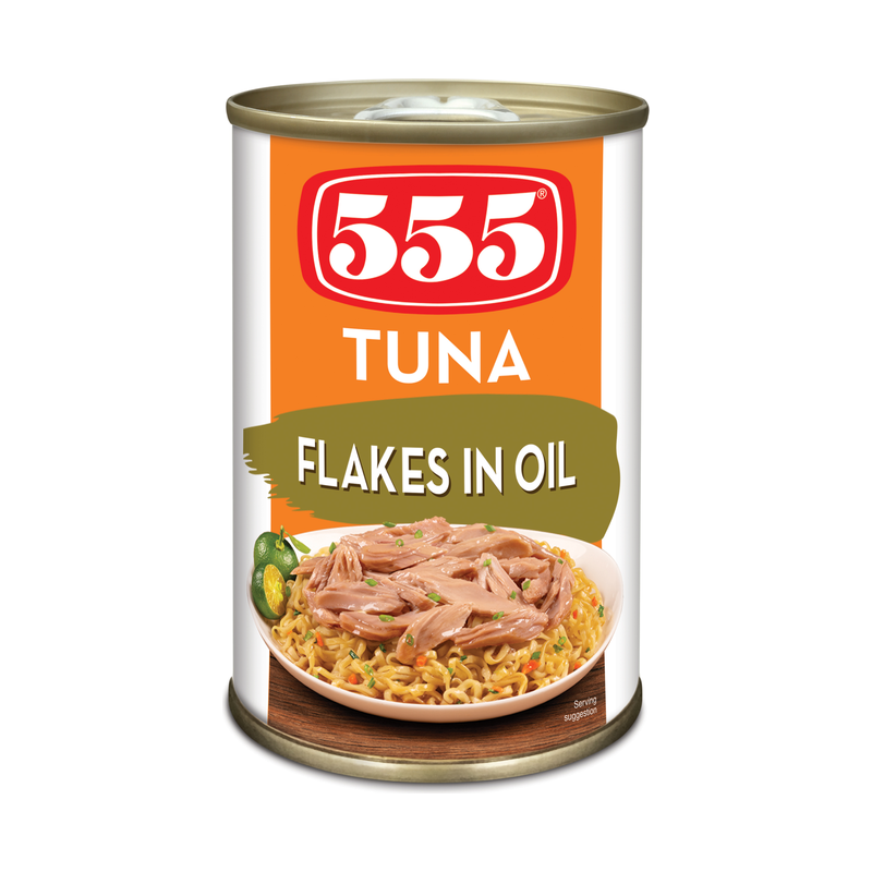 555 Tuna Flakes in Oil, front of pack
