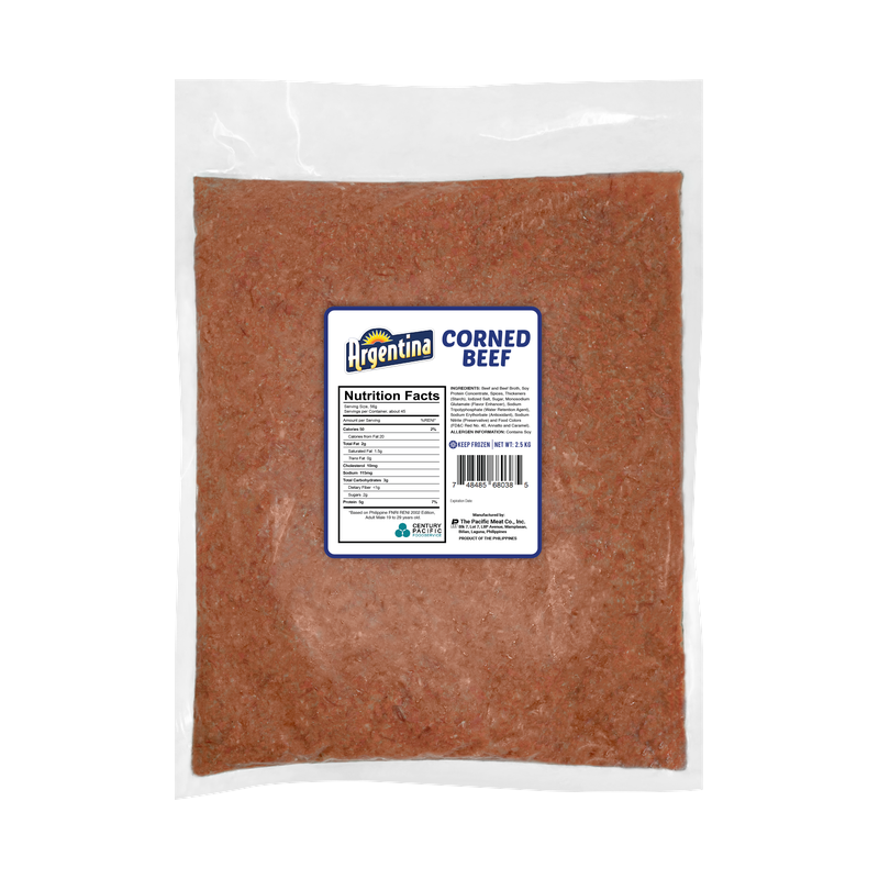 Argentina Corned Beef frozen bulk bag, NET WT. 2.5 KG