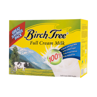 Birch Tree Full Cream Milk box, 'Great Savings Pack', Net Weight 2.5kg (500g x 5)
