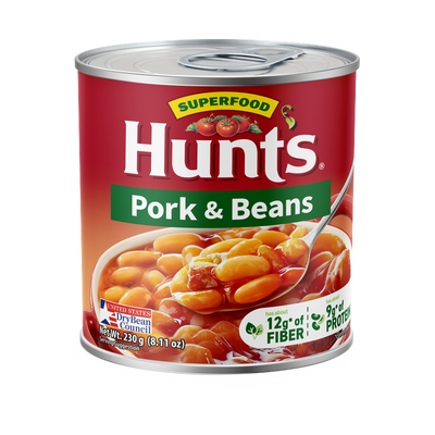 Hunt's Pork & Beans can, Net Wt. 230g (8.11oz)