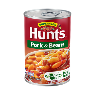 Hunt's Pork & Beans can, Net Wt. 390g (13.76oz)