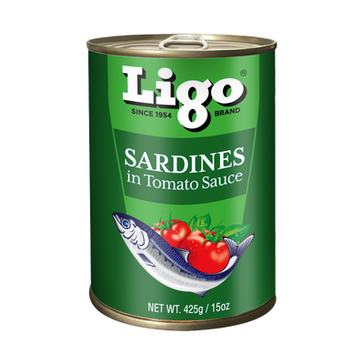 Ligo Sardines in Tomato Sauce (no chili), green can, 425g/15oz
