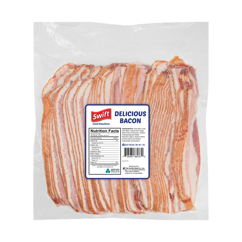 Swift Delicious Bacon, Food Solutions sub-brand, NET WT. 1 KG