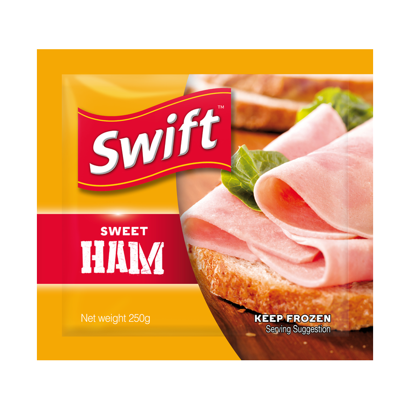 Swift Sweet Ham, sliced ham on bread, net weight 250g