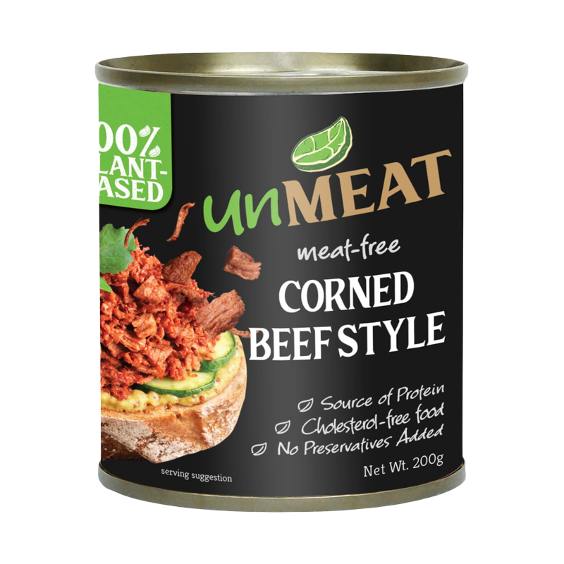 unMeat Corned Beef Style, can, net wt 200g