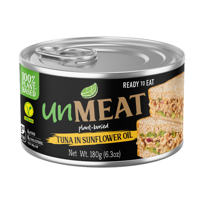 unMeat Tuna in Sunflower Oil, can, net wt 180g (6.3oz)