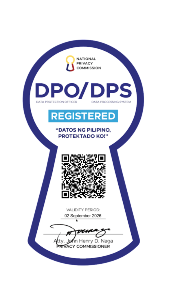 National Privacy Commission seal certifying that Century Pacific Food, Inc. has a registered Data Protection Officer and Data Processing System, valid to 02 September 2026